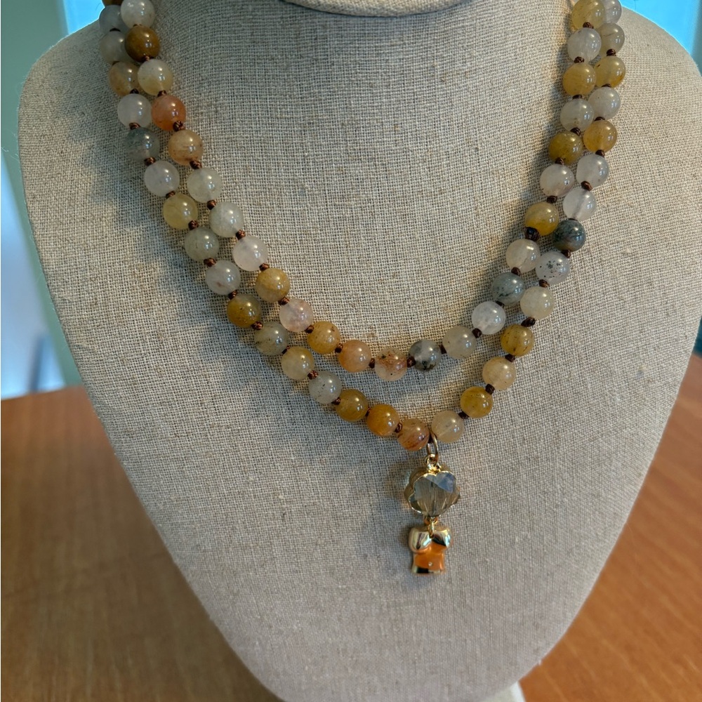 Champagne Goddess Rainbow Quartz Beaded Necklace